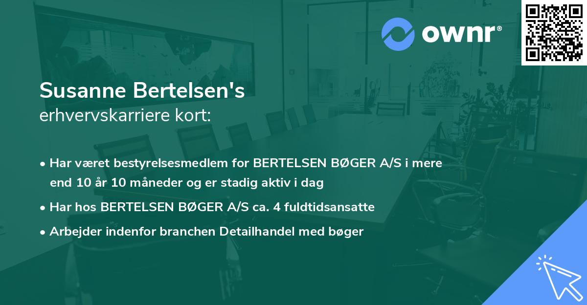 Susanne Bertelsen's erhvervskarriere kort