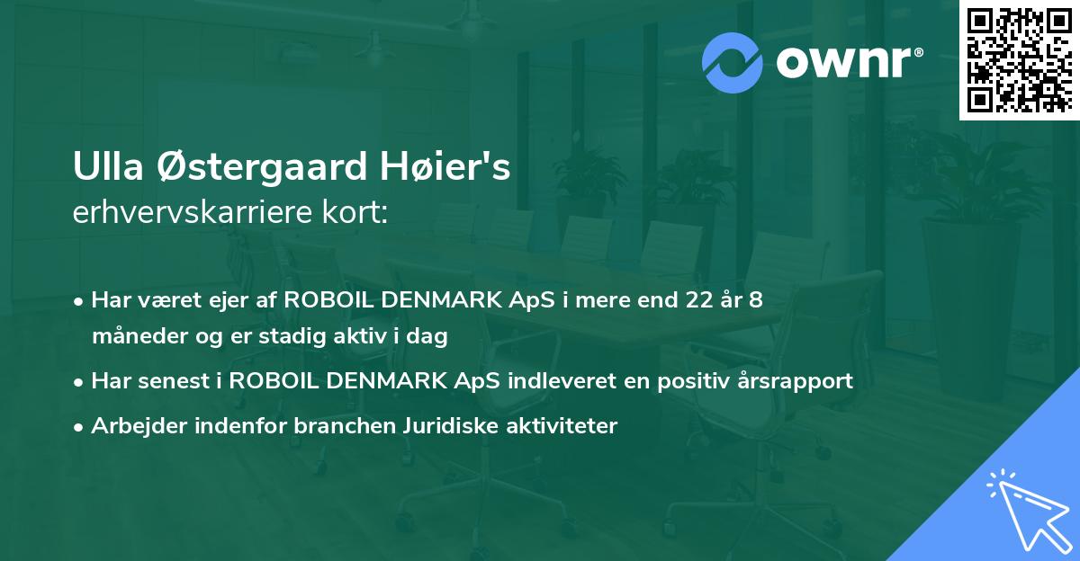 Ulla Østergaard Høier's erhvervskarriere kort