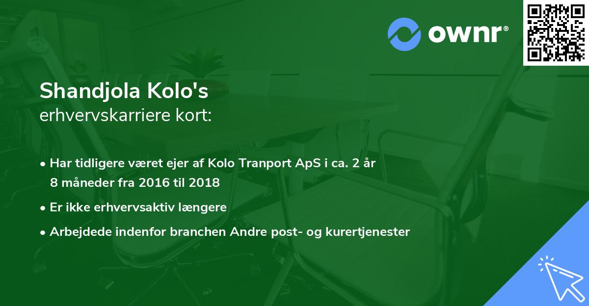 Shandjola Kolo's erhvervskarriere kort