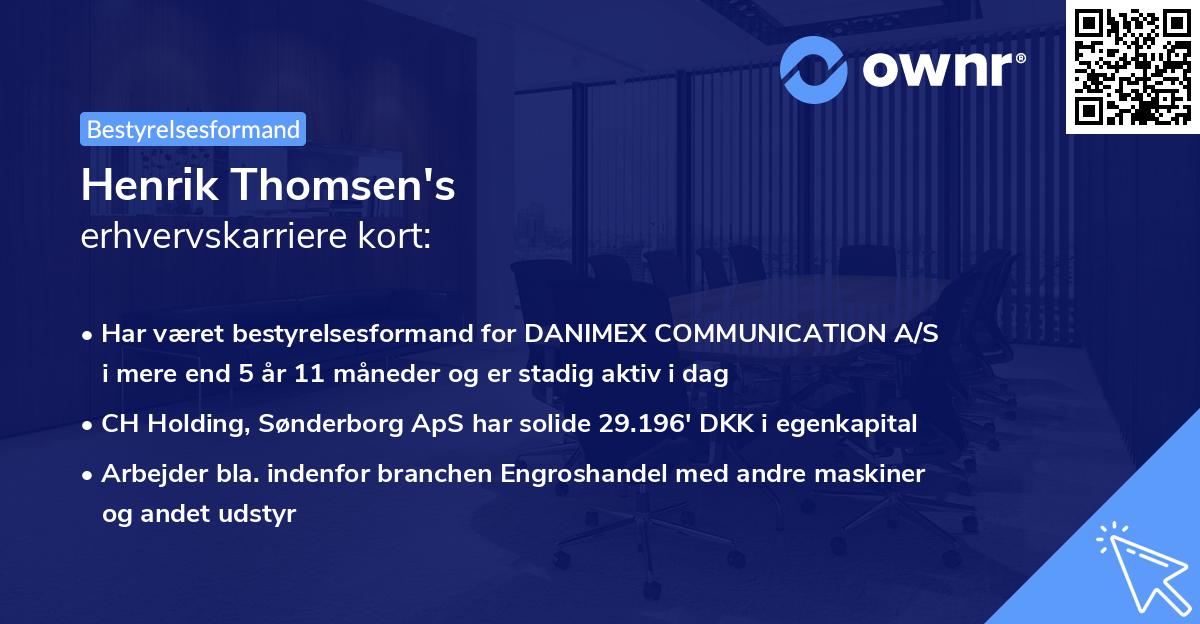 Henrik Thomsen's erhvervskarriere kort