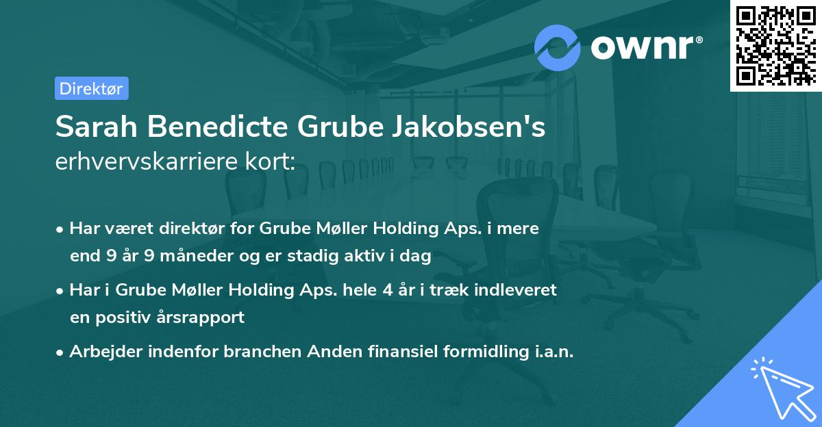 Sarah Benedicte Grube Jakobsen's erhvervskarriere kort