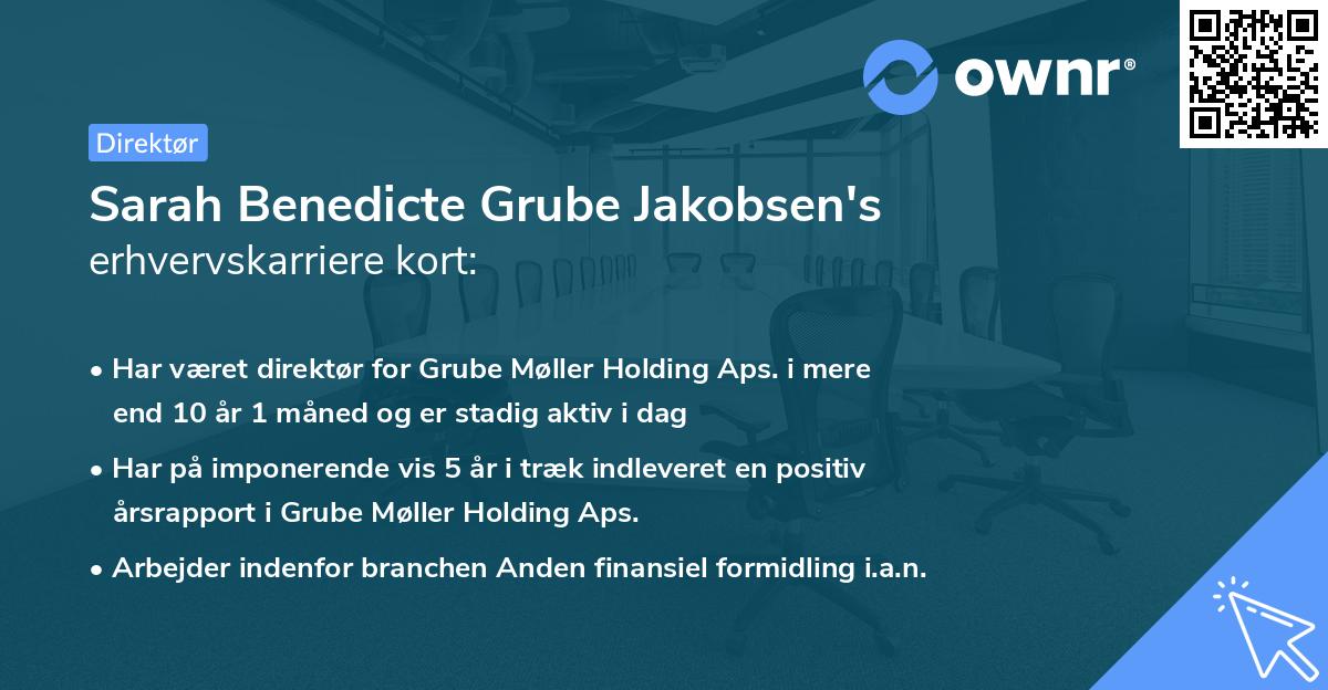 Sarah Benedicte Grube Jakobsen's erhvervskarriere kort