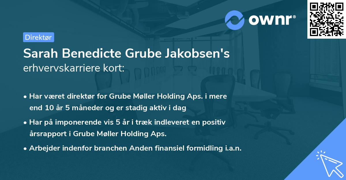 Sarah Benedicte Grube Jakobsen's erhvervskarriere kort