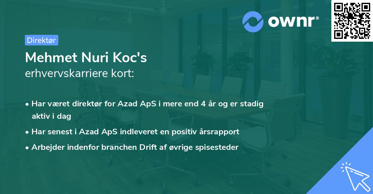 Mehmet Nuri Koc's erhvervskarriere kort