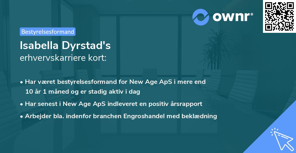 Isabella Dyrstad's erhvervskarriere kort