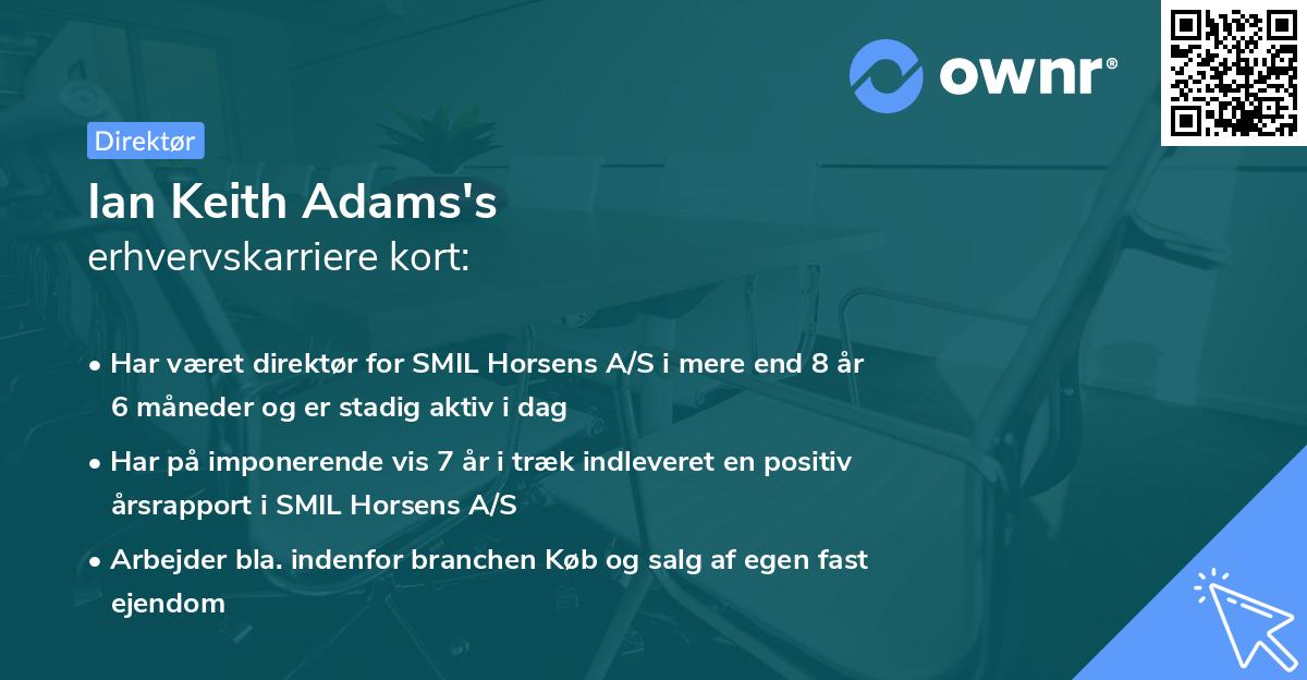 Ian Keith Adams's erhvervskarriere kort