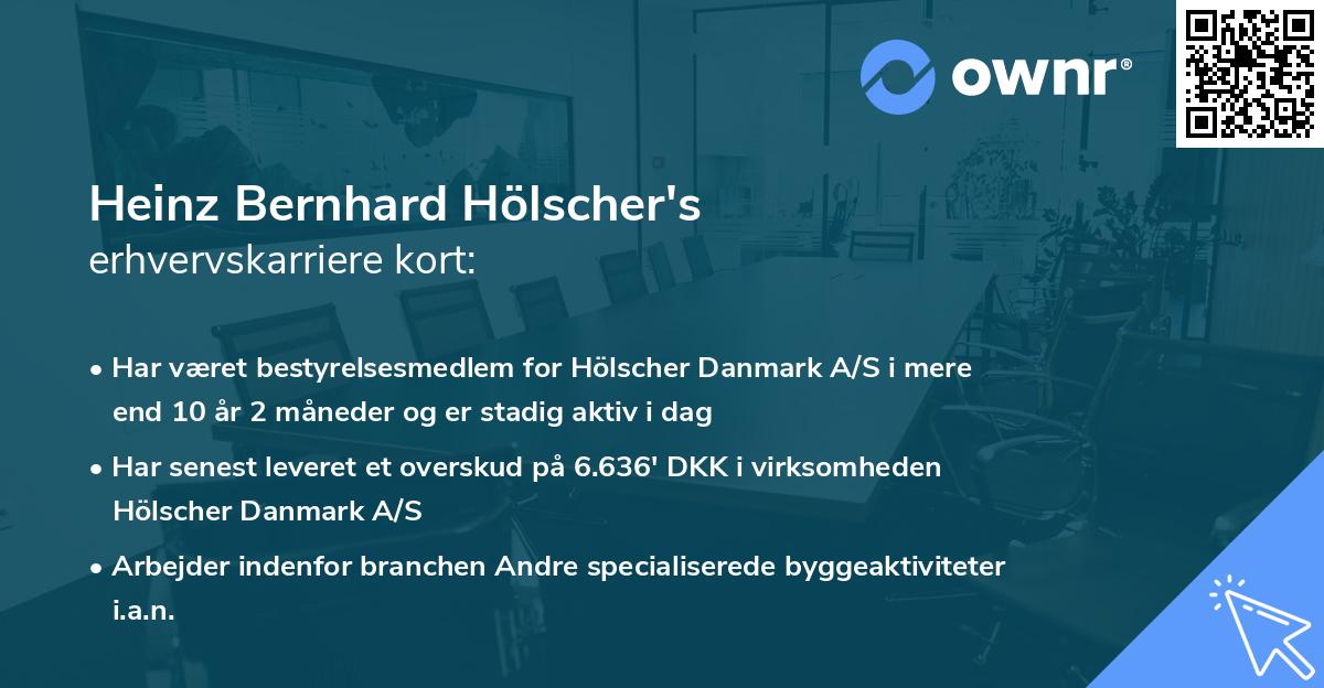 Heinz Bernhard Hölscher's erhvervskarriere kort