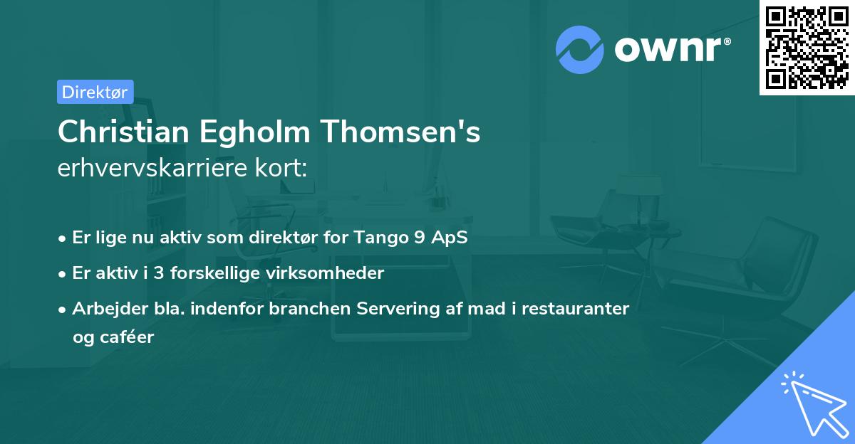 Christian Egholm Thomsen's erhvervskarriere kort