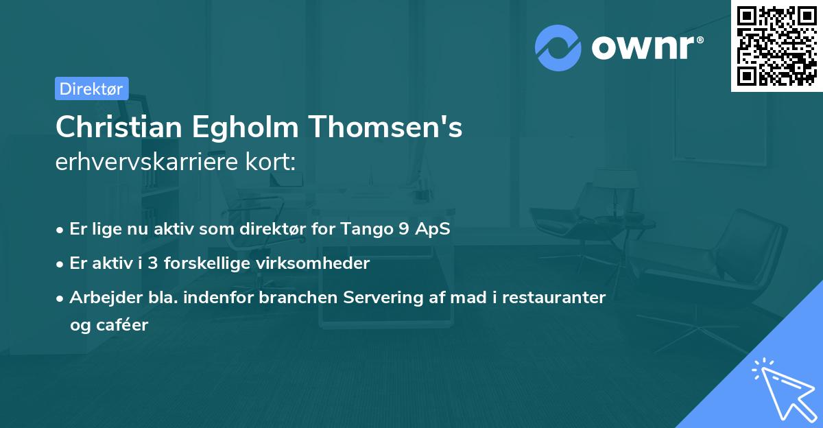 Christian Egholm Thomsen's erhvervskarriere kort