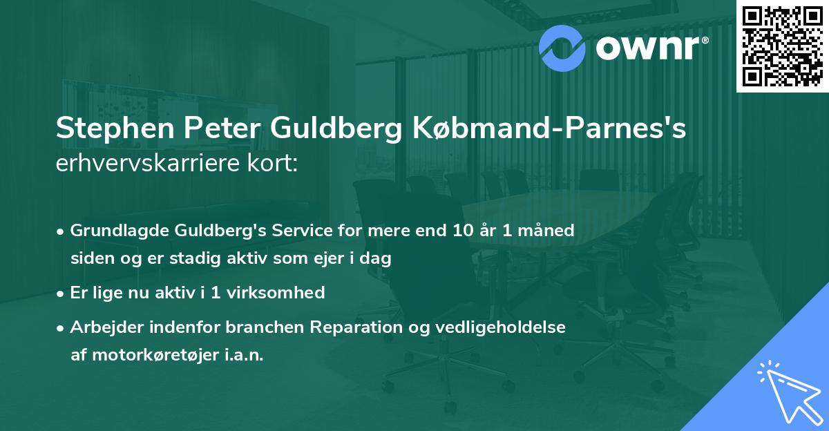 Stephen Peter Guldberg Købmand-Parnes's erhvervskarriere kort