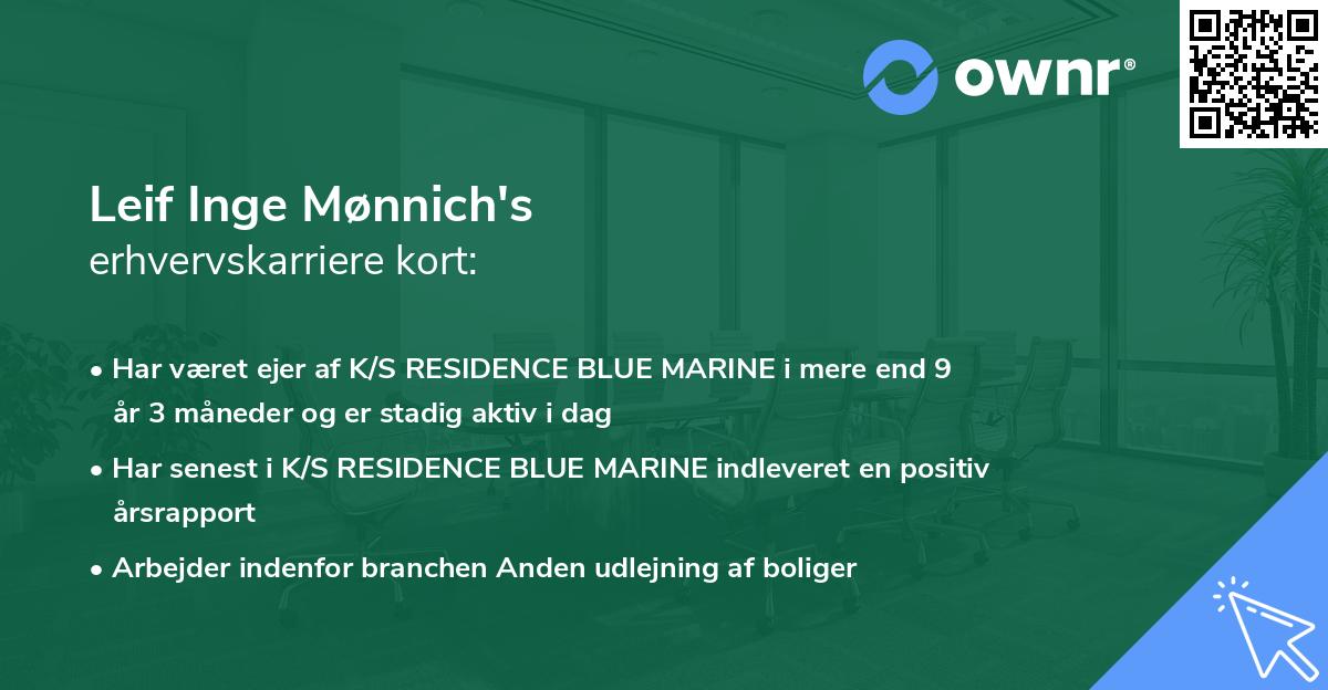 Leif Inge Mønnich's erhvervskarriere kort