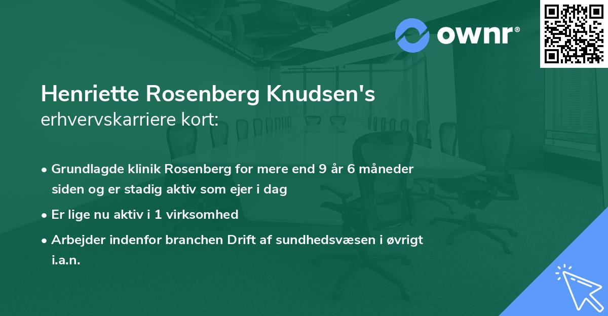 Henriette Rosenberg Knudsen's erhvervskarriere kort