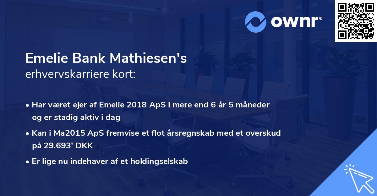 Emelie Bank Mathiesen's erhvervskarriere kort