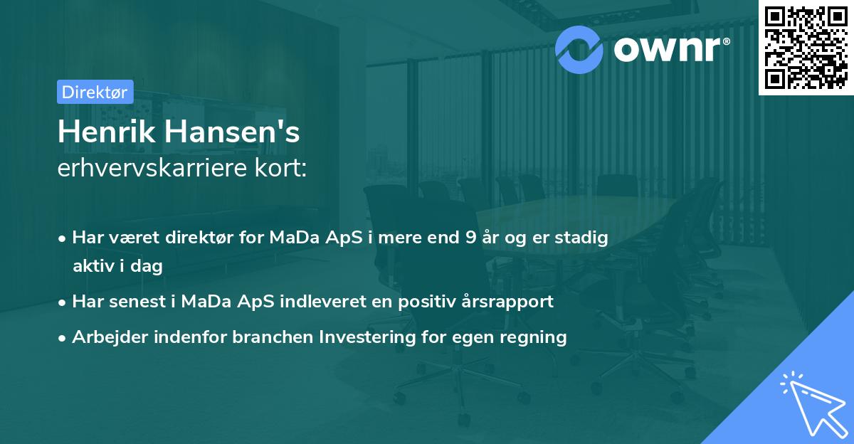 Henrik Hansen's erhvervskarriere kort