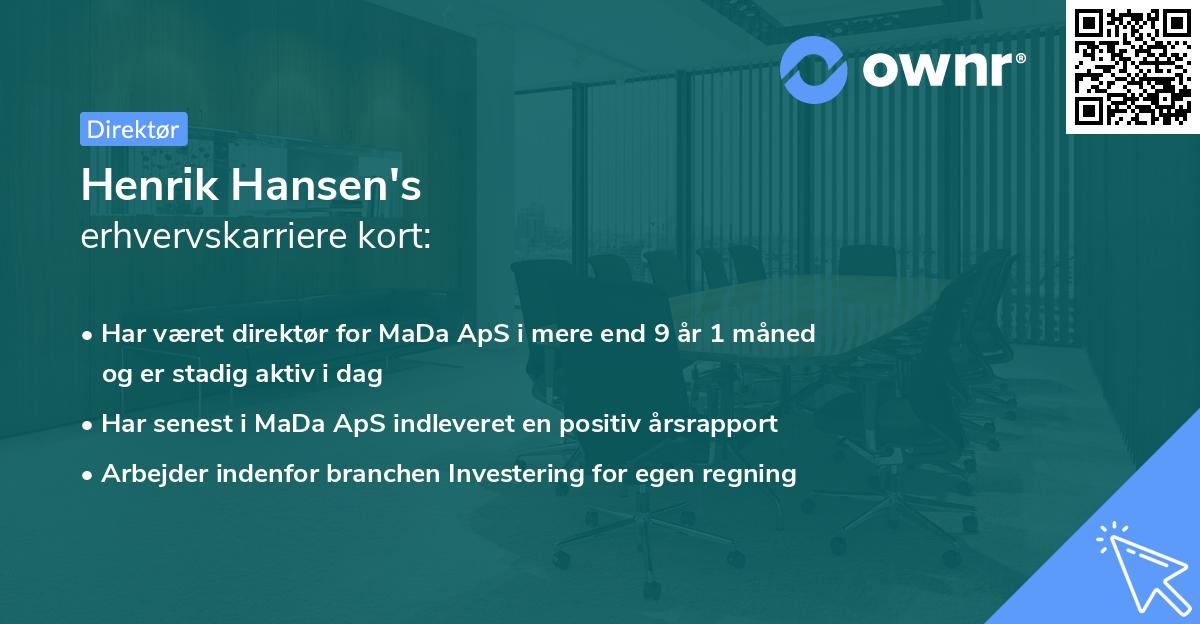 Henrik Hansen's erhvervskarriere kort