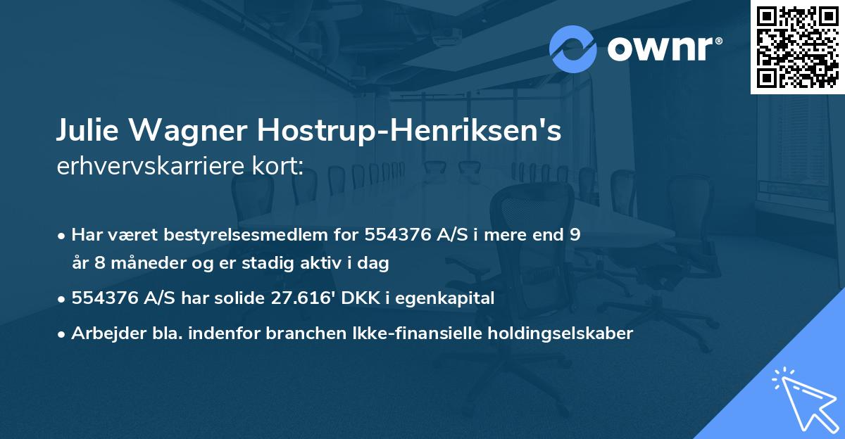 Julie Wagner Hostrup-Henriksen's erhvervskarriere kort