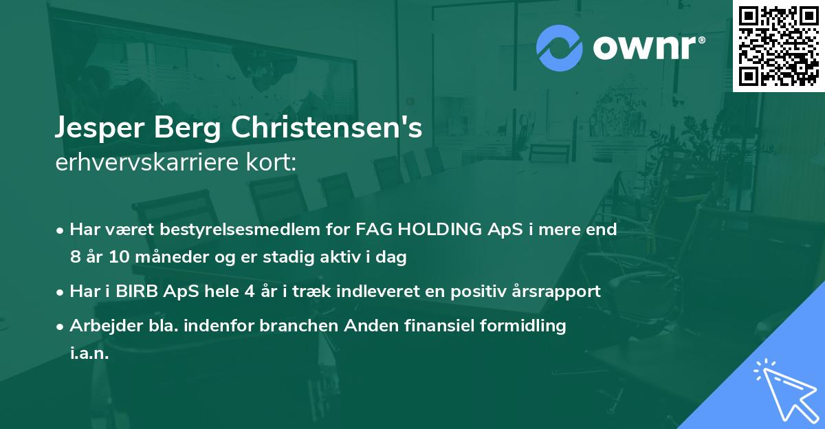 Jesper Berg Christensen's erhvervskarriere kort