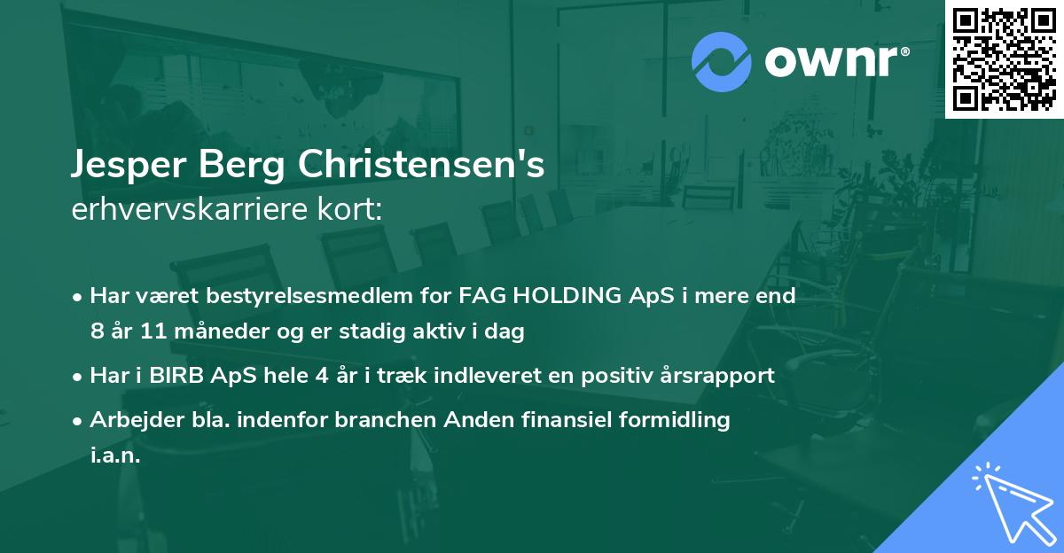 Jesper Berg Christensen's erhvervskarriere kort