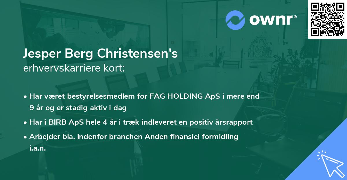 Jesper Berg Christensen's erhvervskarriere kort