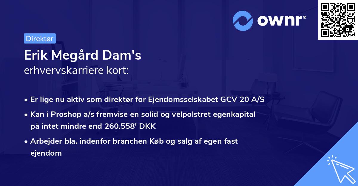 Erik Megård Dam's erhvervskarriere kort