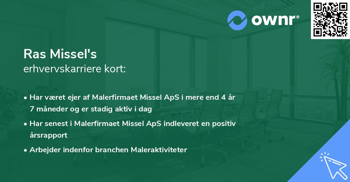 Ras Missel's erhvervskarriere kort