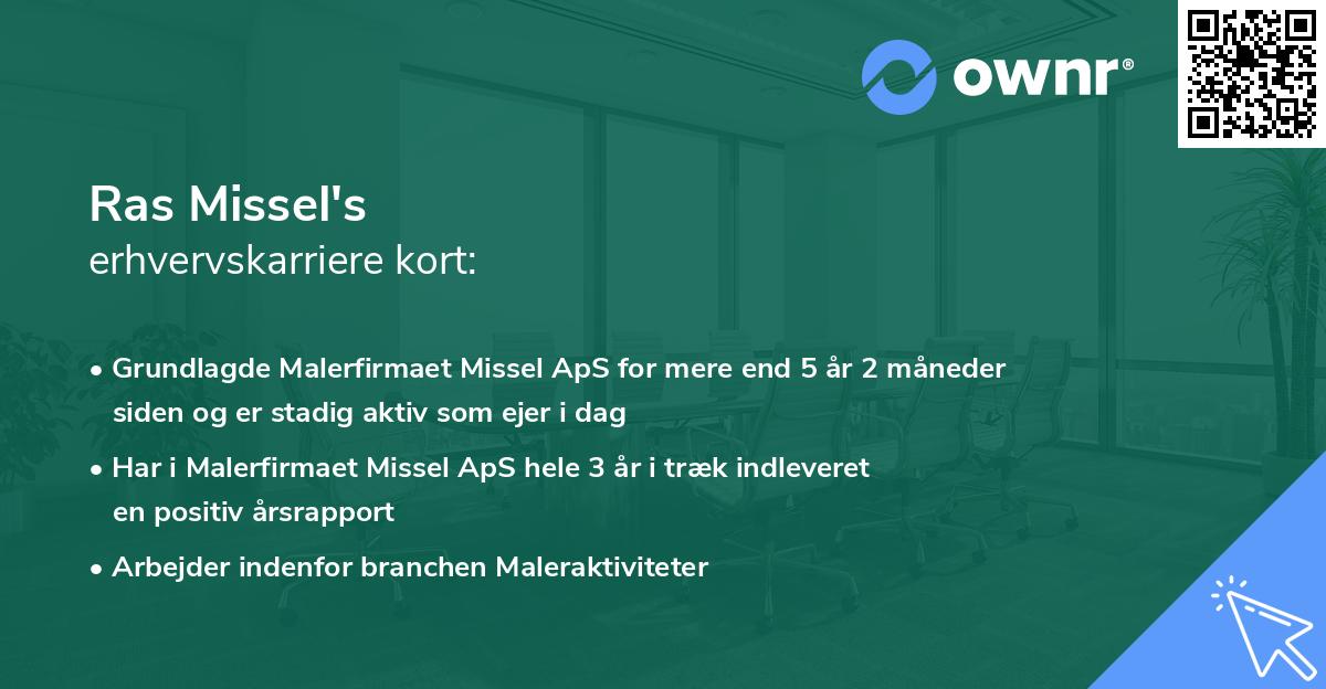 Ras Missel's erhvervskarriere kort