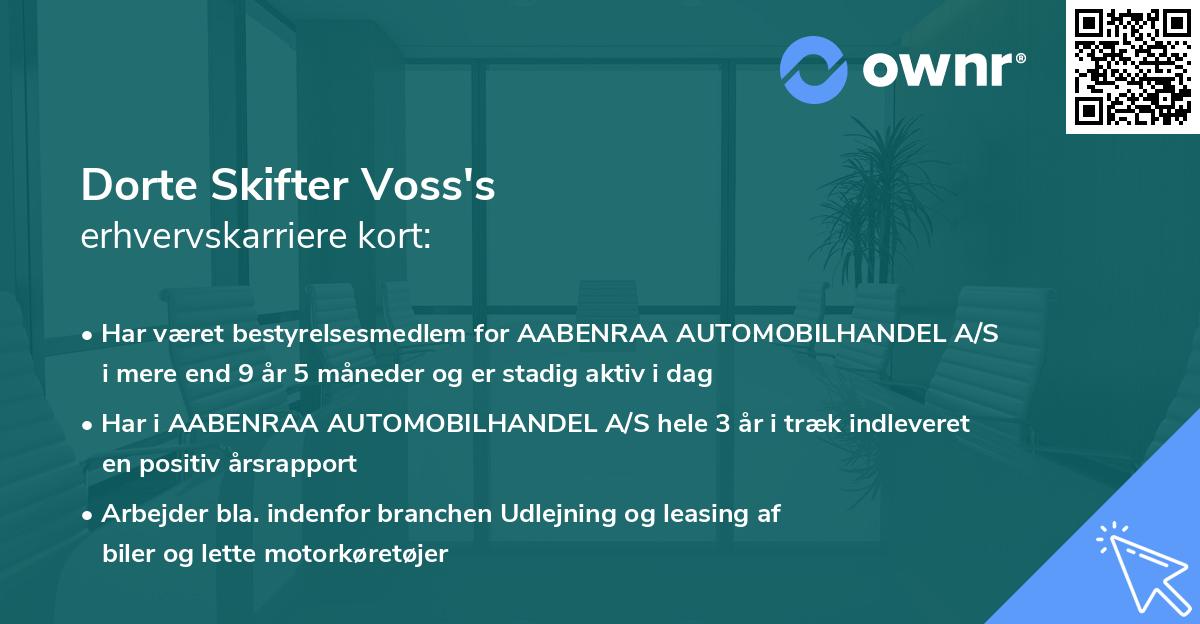 Dorte Skifter Voss's erhvervskarriere kort