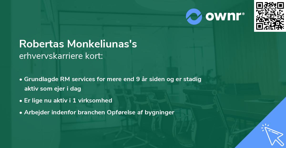 Robertas Monkeliunas's erhvervskarriere kort