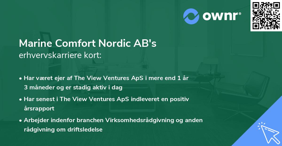 Marine Comfort Nordic AB's erhvervskarriere kort