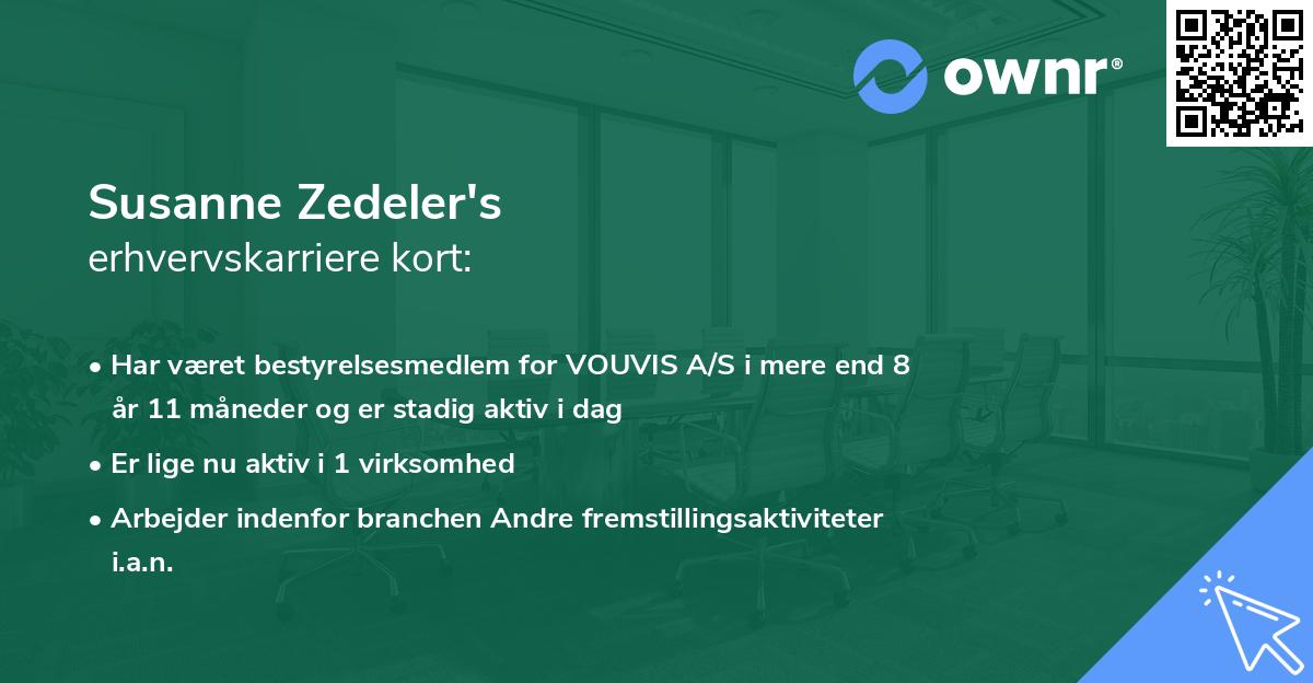 Susanne Zedeler's erhvervskarriere kort