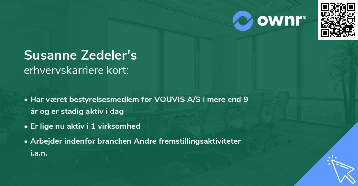 Susanne Zedeler's erhvervskarriere kort