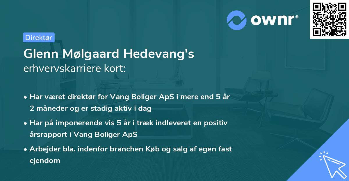 Glenn Mølgaard Hedevang's erhvervskarriere kort