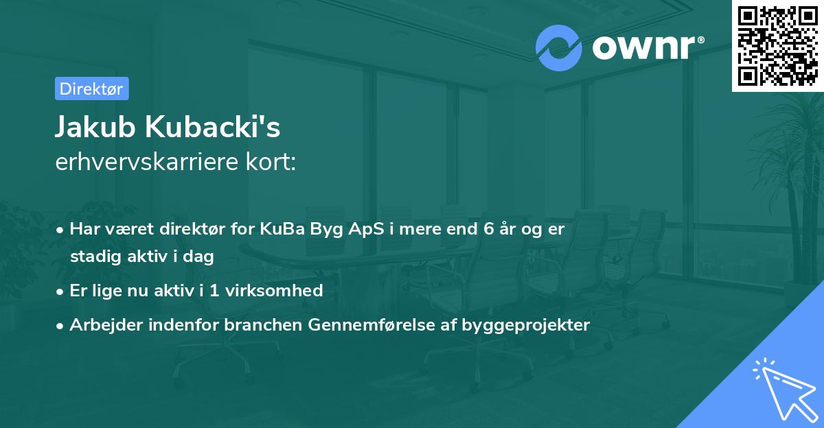 Jakub Kubacki's erhvervskarriere kort