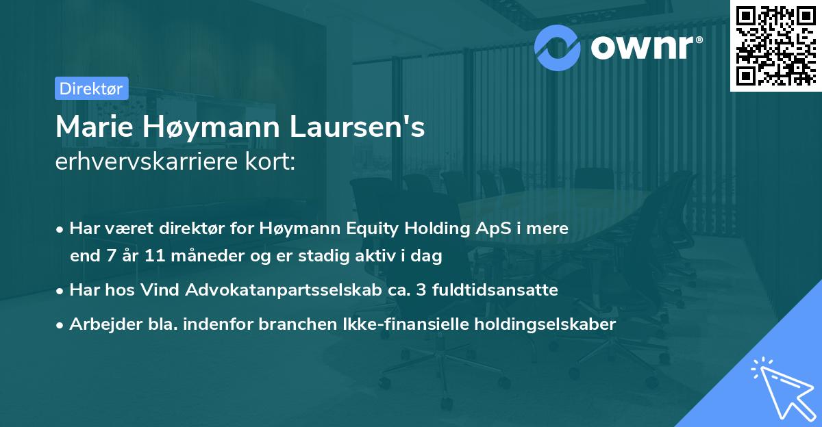 Marie Høymann Laursen's erhvervskarriere kort