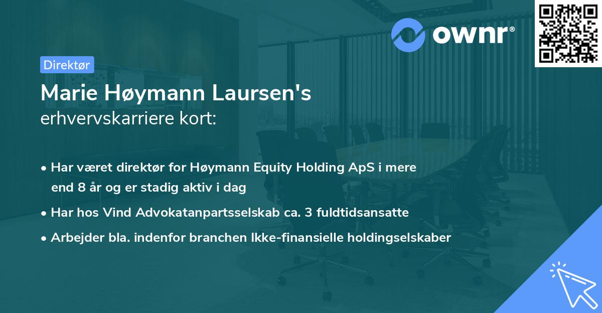 Marie Høymann Laursen's erhvervskarriere kort