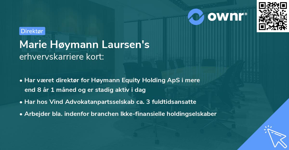 Marie Høymann Laursen's erhvervskarriere kort