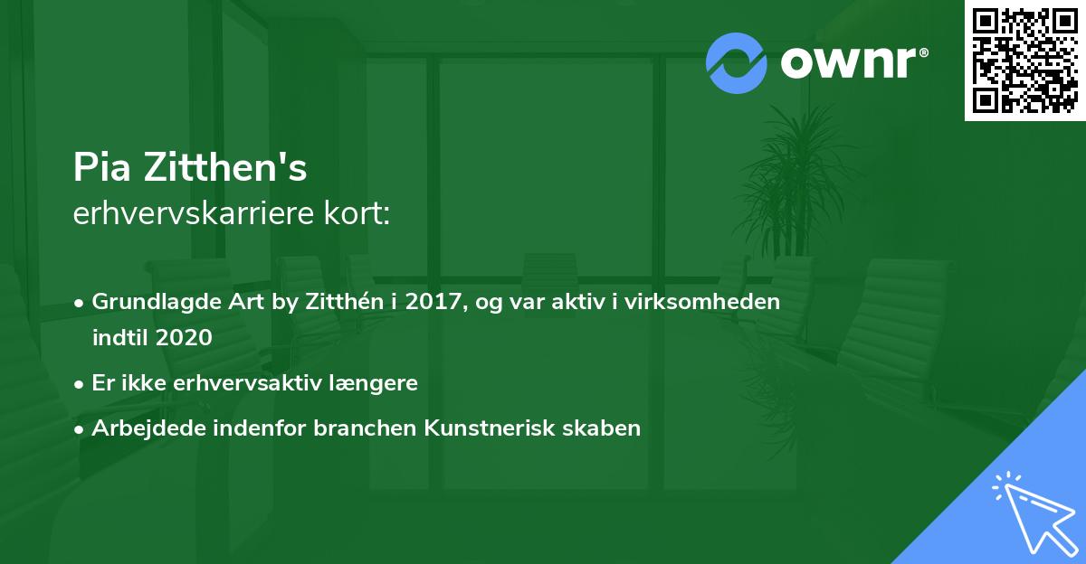 Pia Zitthen's erhvervskarriere kort