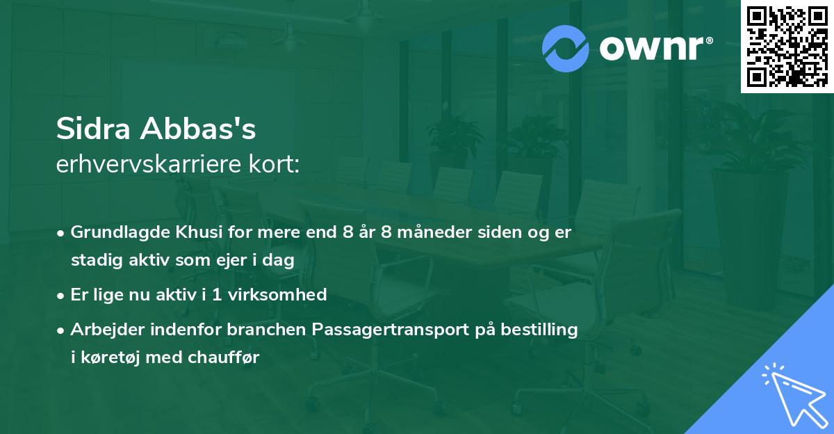 Sidra Abbas's erhvervskarriere kort