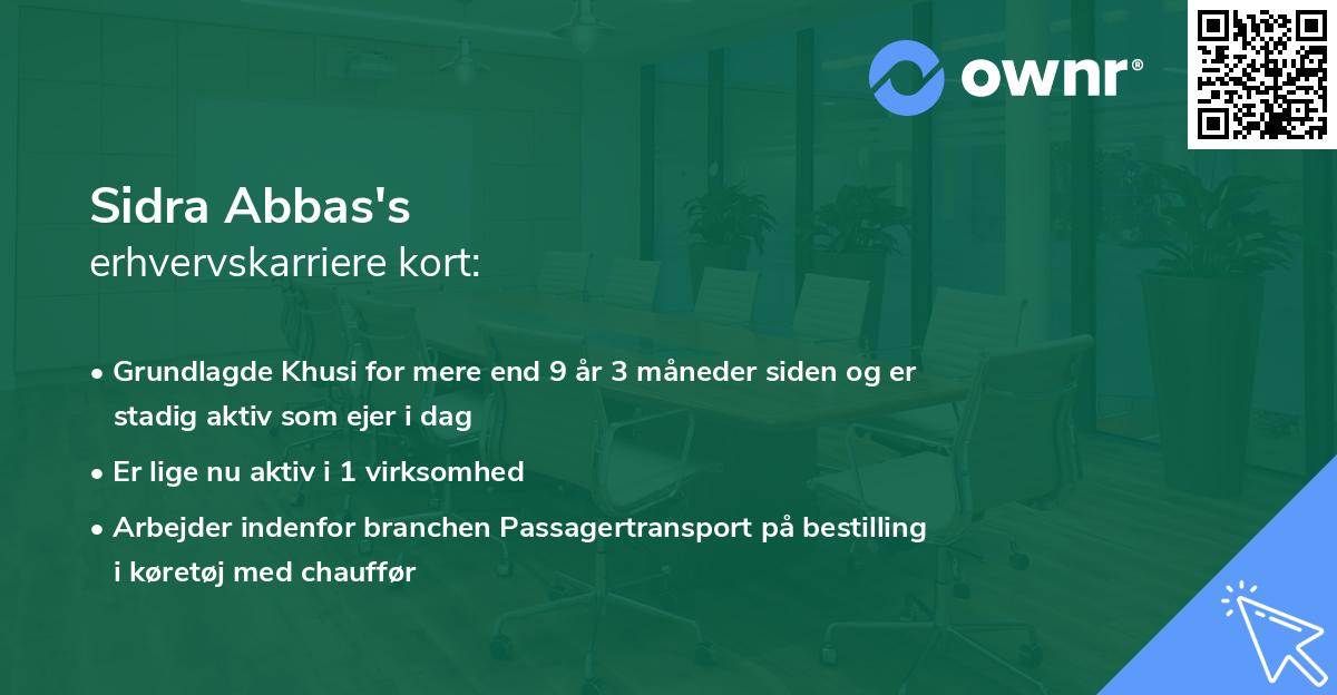 Sidra Abbas's erhvervskarriere kort