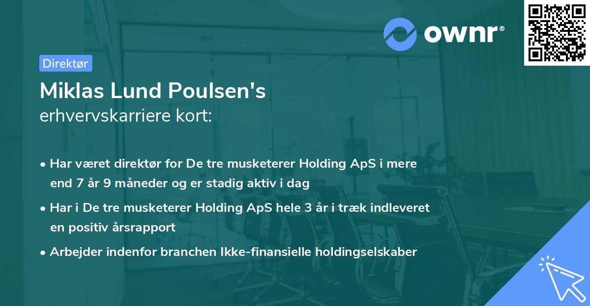 Miklas Lund Poulsen's erhvervskarriere kort