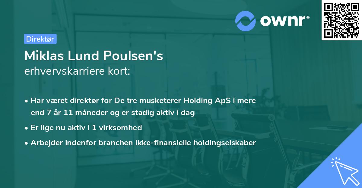 Miklas Lund Poulsen's erhvervskarriere kort