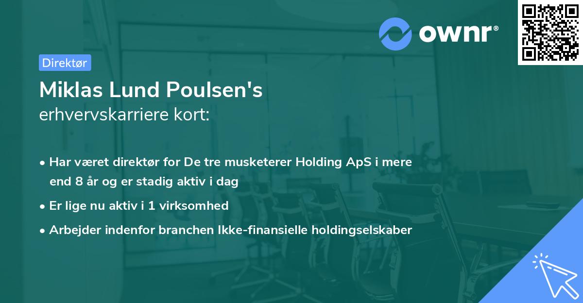 Miklas Lund Poulsen's erhvervskarriere kort