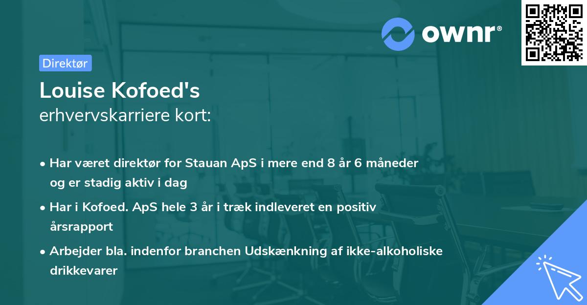 Louise Kofoed's erhvervskarriere kort