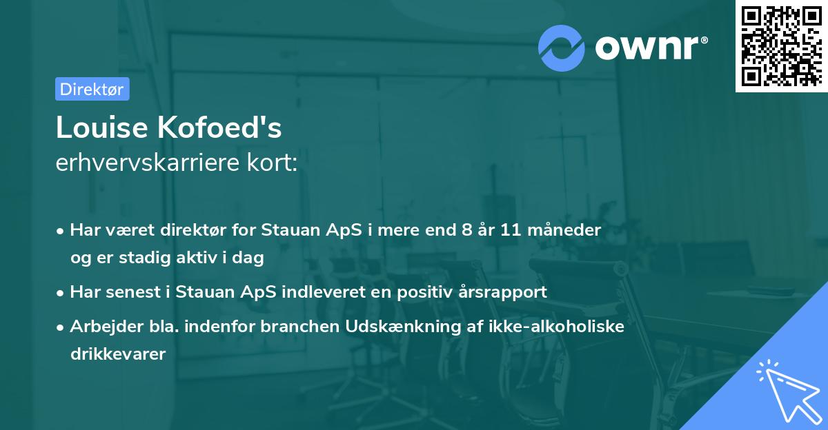 Louise Kofoed's erhvervskarriere kort