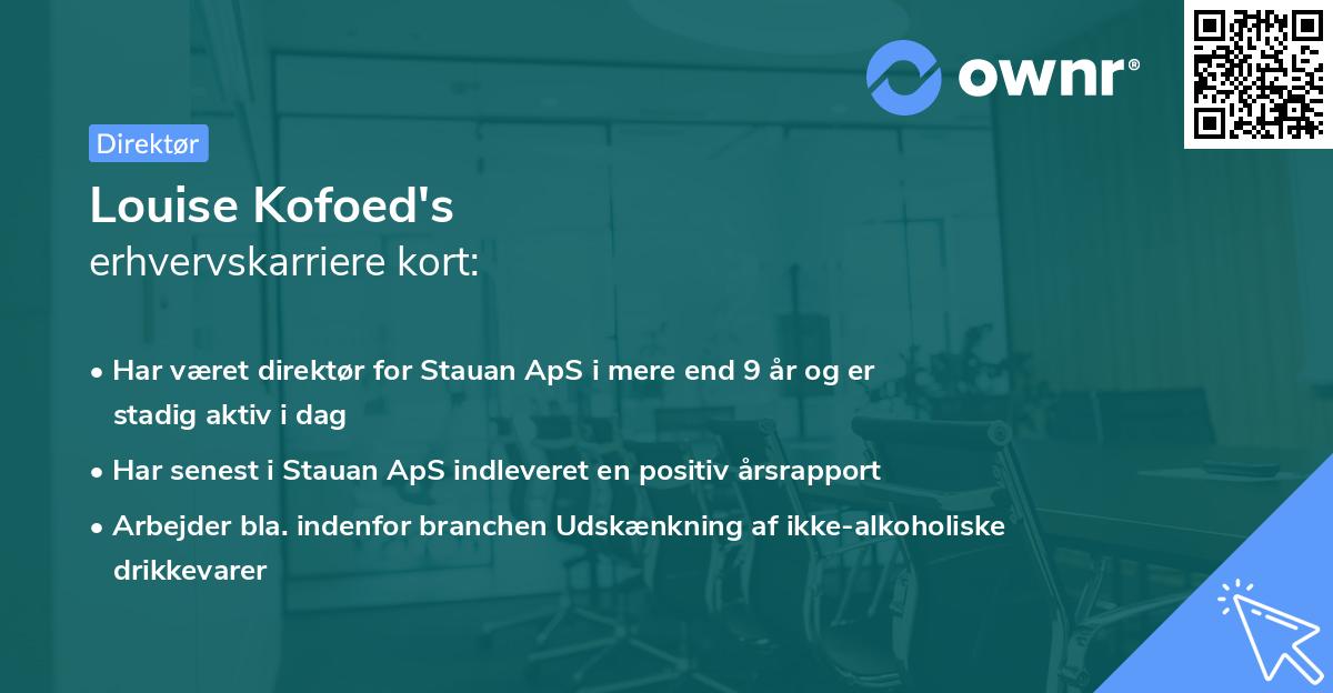 Louise Kofoed's erhvervskarriere kort