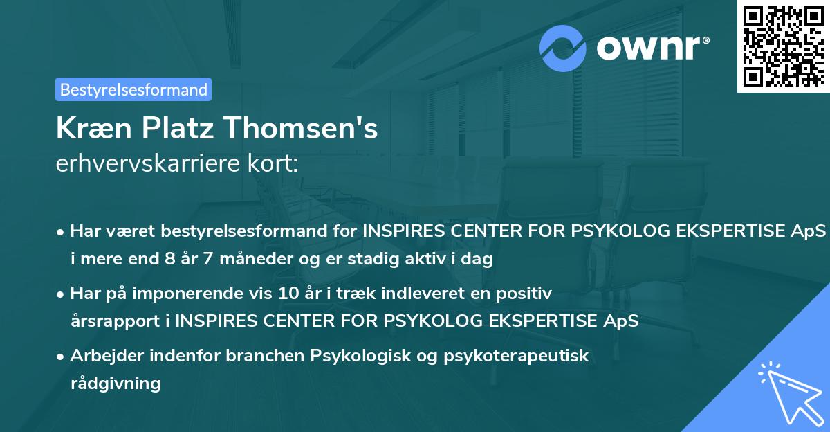 Kræn Platz Thomsen's erhvervskarriere kort