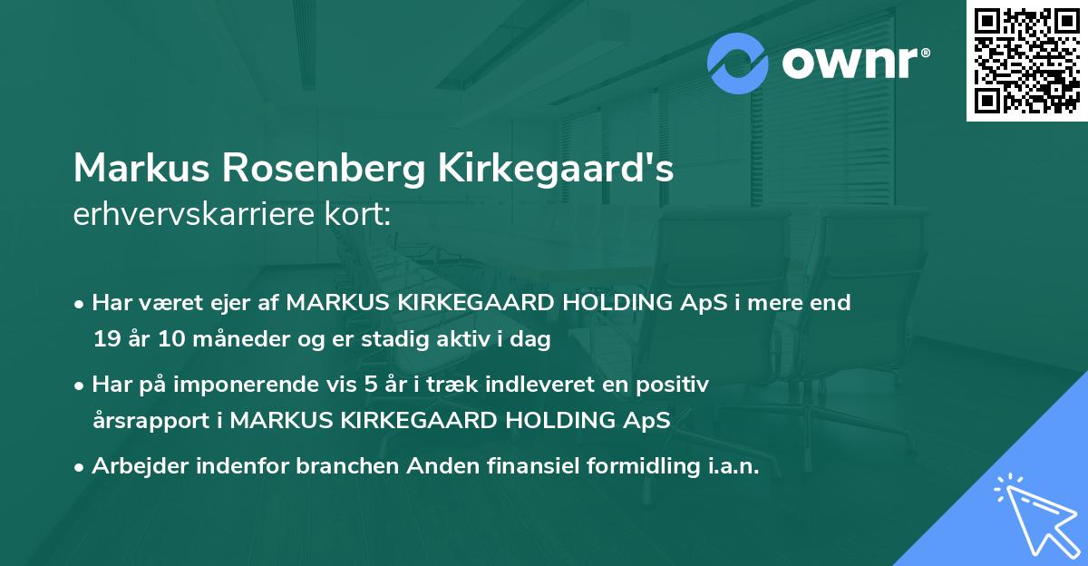 Markus Rosenberg Kirkegaard's erhvervskarriere kort