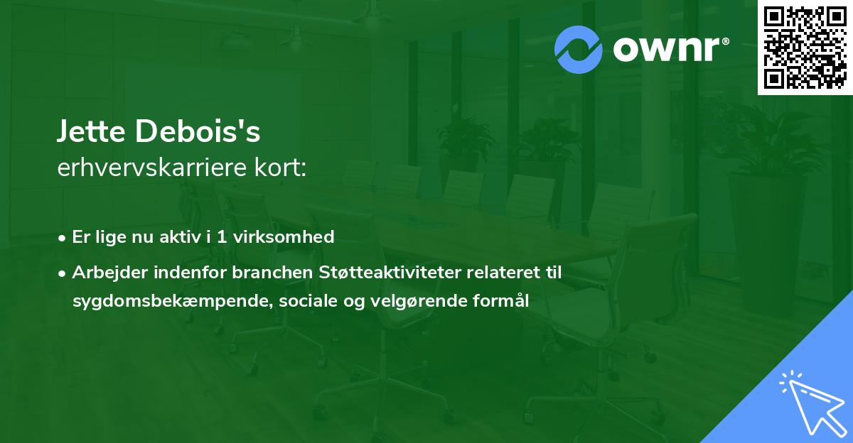 Jette Debois's erhvervskarriere kort