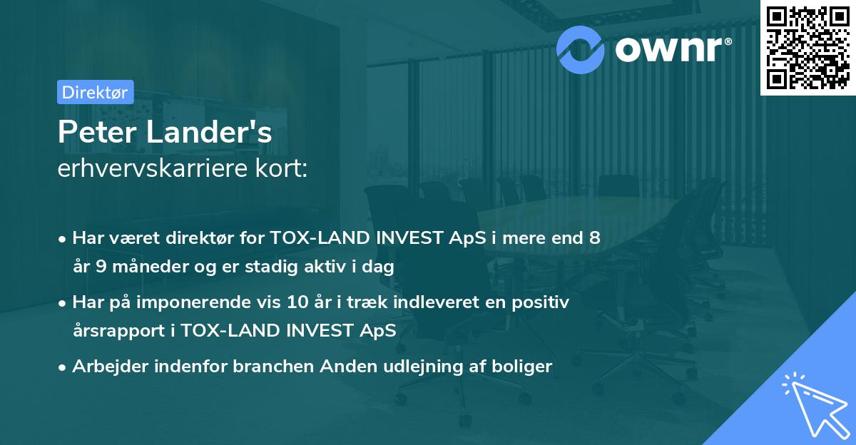 Peter Lander's erhvervskarriere kort
