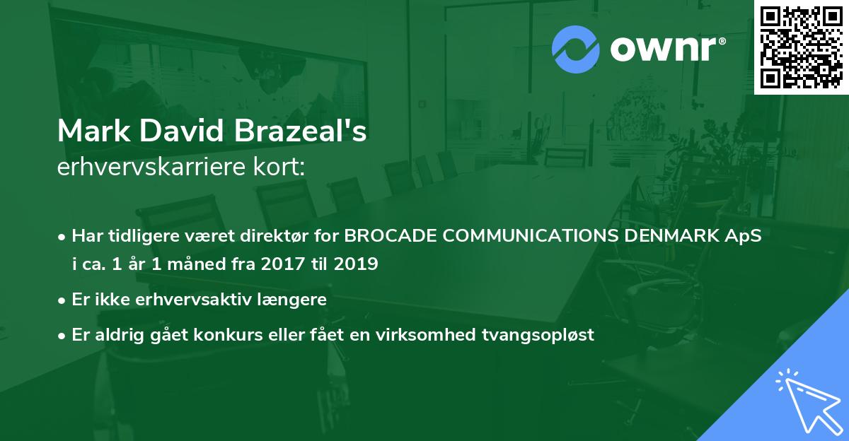 Mark David Brazeal's erhvervskarriere kort